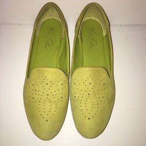 Marc Fisher Green suede slip ons sz 10